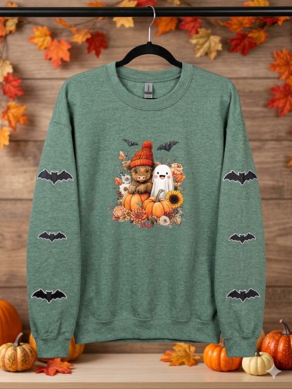 Womens Green Halloween Graphic Sweatshirt - Cozy Fall Crewneck